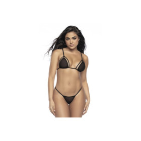 3 pièces de lingerie en résille noire 